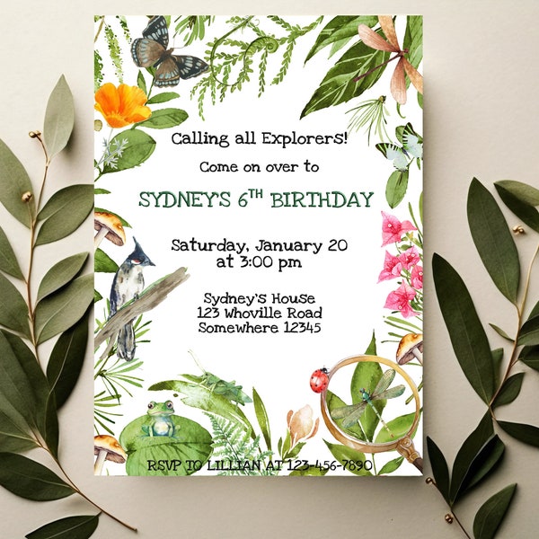 Explore the Wild with a Nature Trail Themed Birthday Invitation - Personalize Your Adventure! Download and print item.