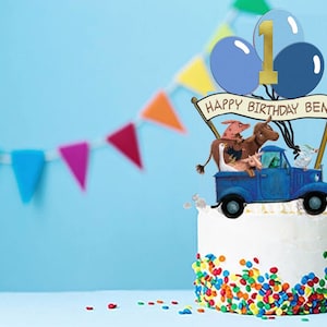 Customizable Blue Truck Cake Topper Perfect for Kid's Birthday Party Choose from 4 designs. Download and Print Item. image 7