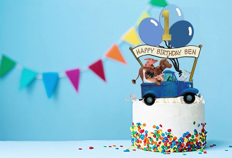 Customizable Blue Truck Cake Topper Perfect for Kid's Birthday Party Choose from 4 designs. Download and Print Item. image 7