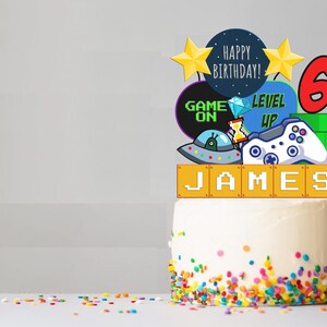 Video Game Cake Topper, Gamer Birthday - Customizable Centerpiece perfect for a Birthday! Download and print item.