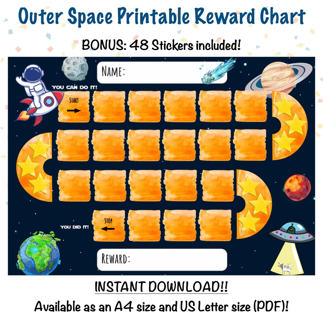 Outer Space Reward Chart | Astronaut | Planets | PRINTABLE | Sticker ...