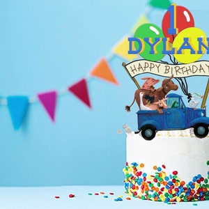 Customizable Blue Truck Cake Topper Perfect for Kid's Birthday Party Choose from 4 designs. Download and Print Item. image 8
