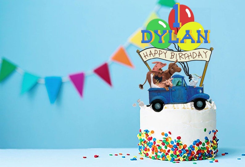 Customizable Blue Truck Cake Topper Perfect for Kid's Birthday Party Choose from 4 designs. Download and Print Item. image 8