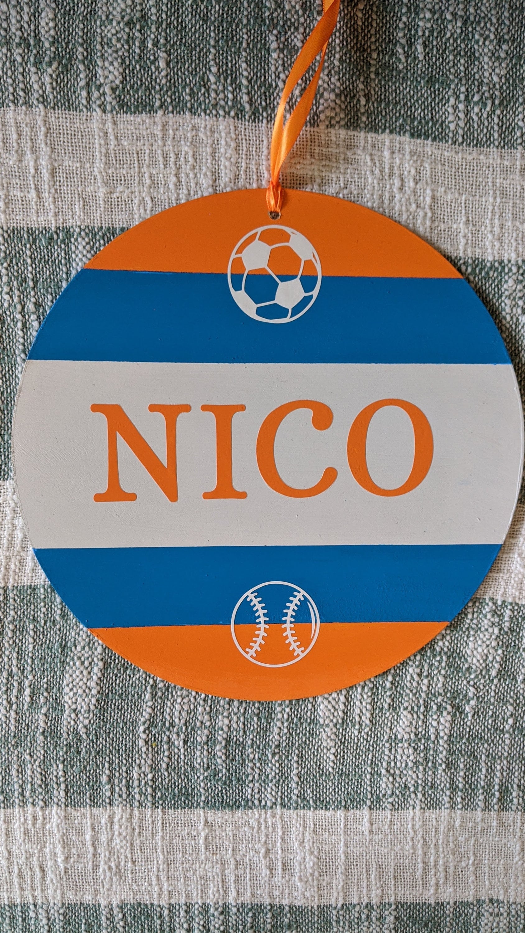 Custom Name Sports Theme Wood Sign Nursery Wall Art Shower Gift Soccer