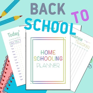 Colorful Homeschool Planner | Printable or Digital PDF | All Grades | Daily, Weekly, Monthly Trackers + Attendance, Reading, Grades