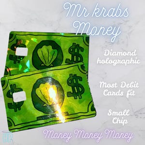Mr. Krabs Debit Card Skin Sticker: Diamond Holographic Waterproof