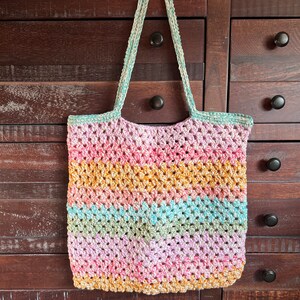 Crochet Pastel Tote Bag