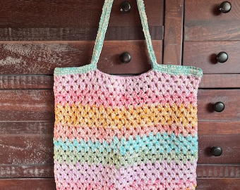 Crochet Pastel Tote Bag