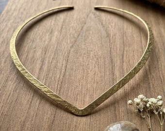 The 'Aura' Hand-Forged Hammered Brass Torque Necklace