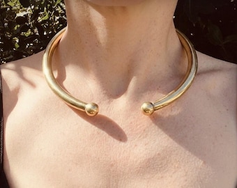 Handmade Solid Brass Torque Choker Necklace
