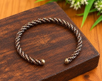 Twisted Rope Cuff Bracelet – Copper, Silver & Gold Tones, Everyday Unisex Jewelry