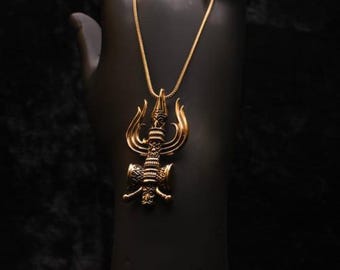 Trishul Damru Pendant Necklace - Shiva&#39;s Trident and Drum - Spiritual Power Jewelry