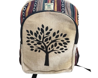 Mochila Boho Himalayan de Cáñamo – Bolsa de Viaje Sostenible Hecha a Mano, Ideal para Yoga y Aventura