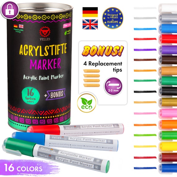 Acrylic Paint Pens for Rock Painting for Kids Gift Stones Craft Fabric  Metallic DIY Glass Wood Ceramic Сlothes Art Markers Waterbased Pen 