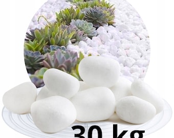 Weiße Steine für Garten Deko Kieselsteine Große Dekosteine Aquarium Kiesel für Vasen Kies Gartensteine Weiß Groß Dekokies Gartendeko 30 kg