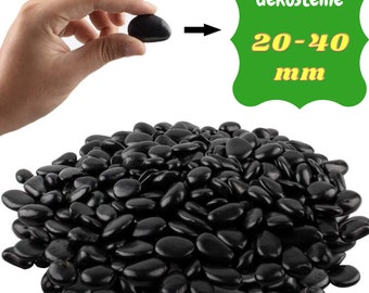 Piedras pequeñas piedras decorativas negras para manualidades Vasan, guijarros de acuario para pintar grava, decoración de jardín, terrario, guijarros de jardín, decoración de piedra, 1 kg