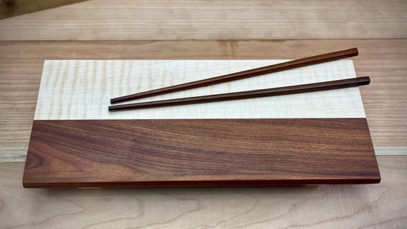 Sushi tray, sushi board with chopsticks,ambrosia maple and Bolvian rosewood