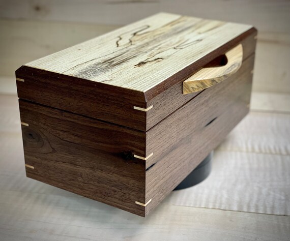 Keepsake box, rustic walnut and spalted hackberry