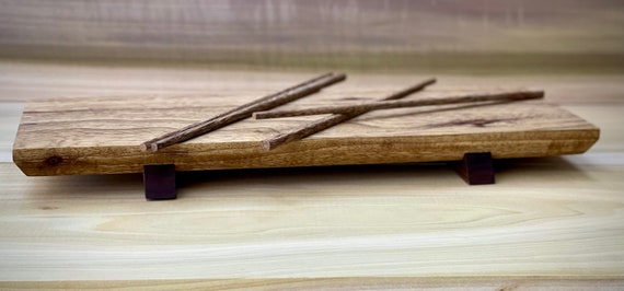 Sushi tray, sushi board, black limba with walnut
