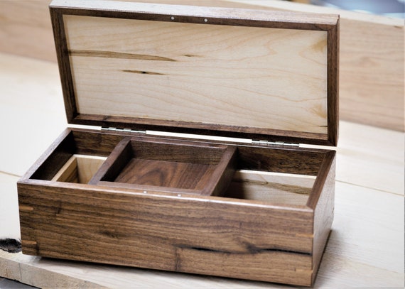 Personalized jewel box, keepsake/memory box, walnut and ambrosia maple