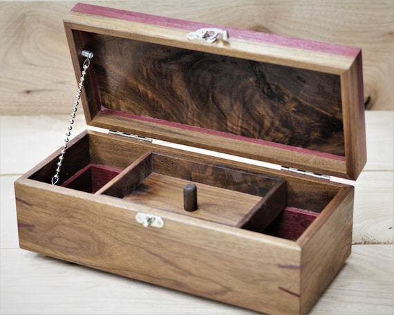 Personalized jewel box, keepsake/memory box, walnut and purple heart