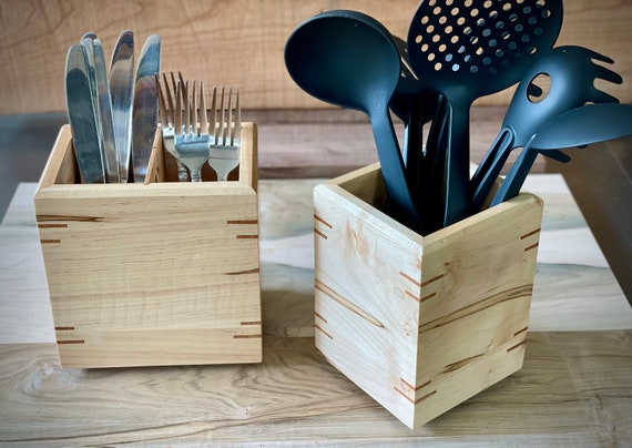 utensil holder set, ambrosia male and cherry wood