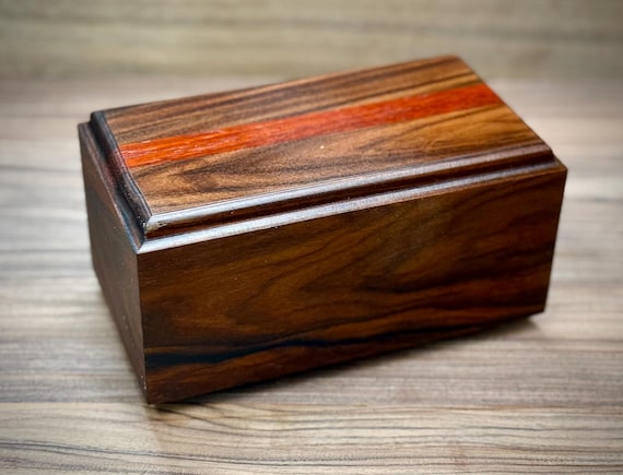 Wooden pet urn, bolivian rosewood and padauk - small