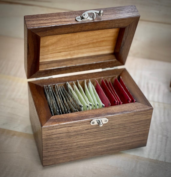 Wood tea box, small walnut and cherry, personalized free