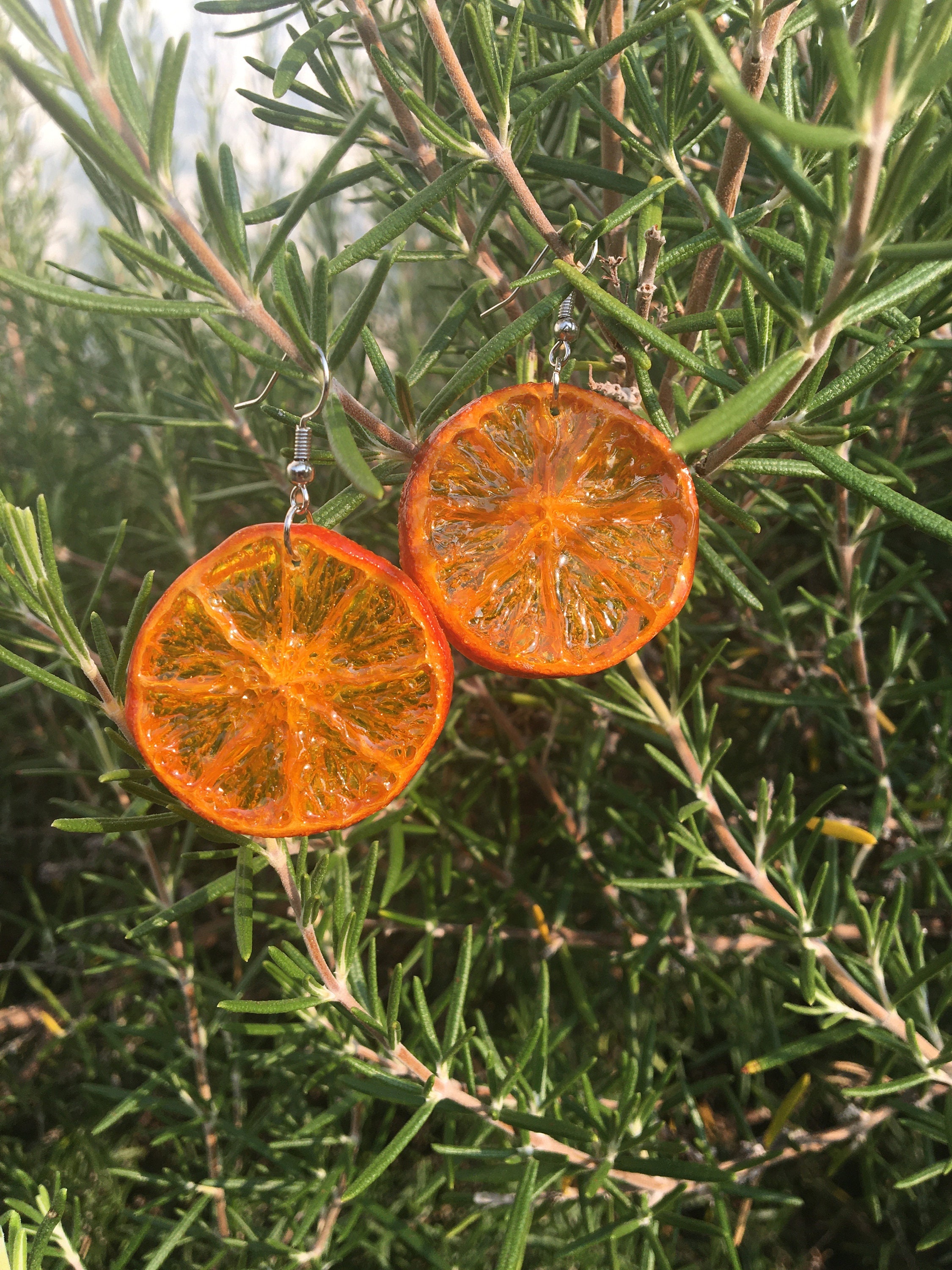 Real Orange Fruit Earringssmall Resin Earrings Handmade Etsy