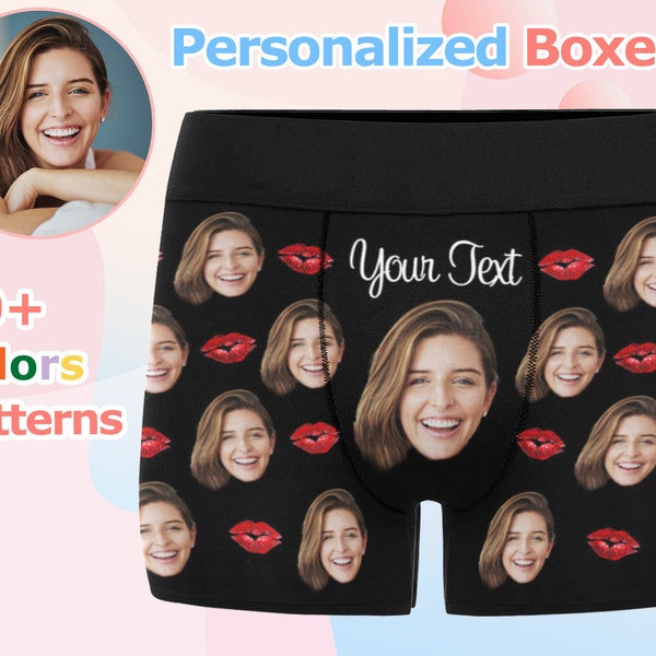 Personalize Face Men Underwear, Custom Face Boxers Briefs, Gifts For Husband/Boyfriend, Anniversary/Valentine's Day Gift, Boxers With Text