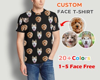 Custom Pet T-shirt, Your Dog Face on Tshirt, All Over Print Photo T-Shirt, Personalized Cat T-shirt For Men,  Birthday Gift, Dog Lover Gift