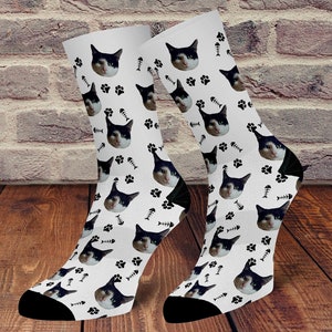 Custom Cat Socks, Cat Photo Socks, Pet Lovers Gift, Cat Gift, Personalized Socks,Cat Gift Socks, Customized Pet Socks, Dog Cat Face Socks image 3