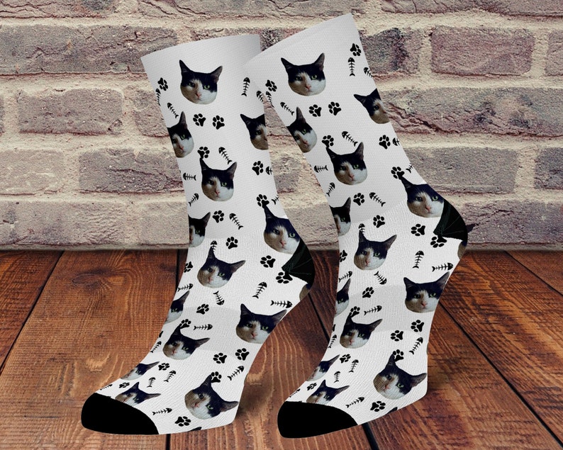 Custom Cat Socks, Cat Photo Socks, Pet Lovers Gift, Cat Gift, Personalized Socks,Cat Gift Socks, Customized Pet Socks, Dog Cat Face Socks image 3