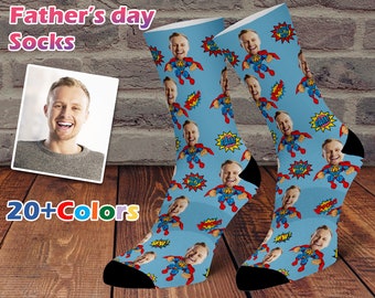Custom Father's day socks, Super Dad Socks, Best Gift For Dad, Fathers Day Gift, Personalized Socks, Dad Socks, Face On Socks, Funny Socks