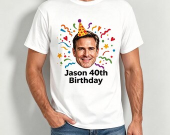 Camiseta de cumpleaños personalizada: Camiseta con foto personalizada, camiseta para grupo de fiesta de cumpleaños