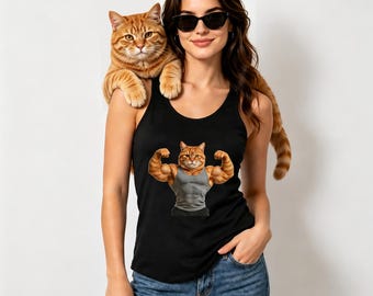 Custom Pet Portrait Women's Tank Top, Gym Lover Apparel, Dog Cat Photo Shirt