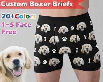 Custom Pet Face Underwear, Personalized Men's Boxer, Valentine's Day Gift for Husband/Boyfriend, Dog Face Boxer, Funny Dog Lover Gift Brief