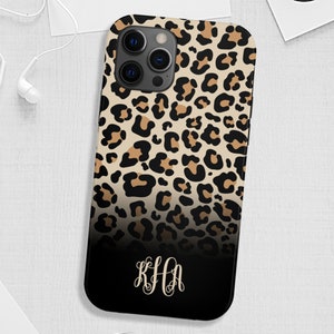 Monogram iPhone 14 Case, Leopard phone Case, Leopard Print, Chic Case, IPhone 15 Pro Max XR,11,12,15,XS, Custom Name Initials, Animal Print