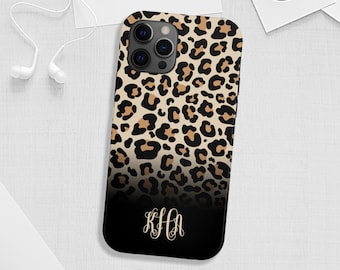 Monogram Leopard Print iPhone Case: Custom Initials, Chic Animal Print