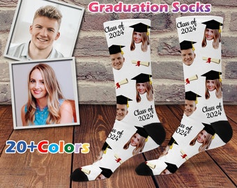 2024 Graduation Socks, Class of 2024, Custom Face Socks, Graduation Gift, Grad Socks, Personalized Photo Socks, Gift for Him, Gift for Her