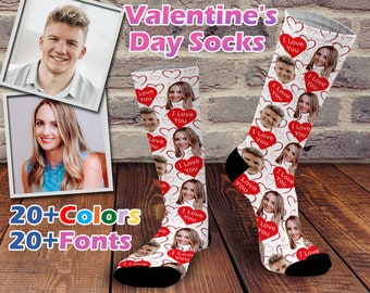Custom Face Valentine's Day Socks: Personalized Faces Socks With Text, Sock For Man women