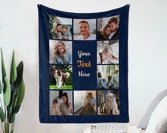 Custom Photo Blanket, Personalized Collage Throw Blanket, Family Blanket, Memory Keepsake, Dog memorial gift, Mother's Day Gift, Fleece