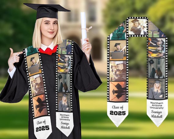 Personalzed Graduaton Stole, Class Of 2024, Custom Graduaton Sash, Personalzed Photo Sash