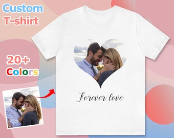 Camiseta de San Valentín con foto personalizada, camiseta de pareja personalizada