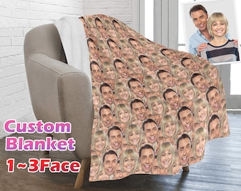 Personalized Face Blanket: Custom Photo Blankets, Multi-Faces all over Blankets, Funny Gift