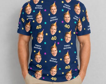 Camiseta personalizada de cumpleaños con cara: Camisetas personalizadas para fiestas de cumpleaños de 30, 40 y 50 años, estampado integral.