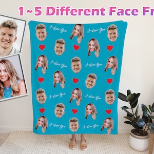 Custom Face Blanket, Personalized Photo Blanket, Multiple Face Blanket, Throw Blanket, Couples Blanket, Christmas Gift, Face on Blanket