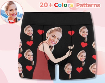 Custom Face Boxer Briefs: Personalized Hug Underwear, Anniversary/Valentine's Day Gift for Boyfriend/Husband