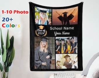 Custom 2025 Graduation Photo Blanket: College Grad Gift