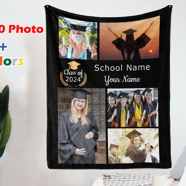 2024 Graduation Blanket, Class of 2024, Custom Photo Blanket, Graduation Gift, Grad Blanket, Personalized Blanket, Gifts for college grads